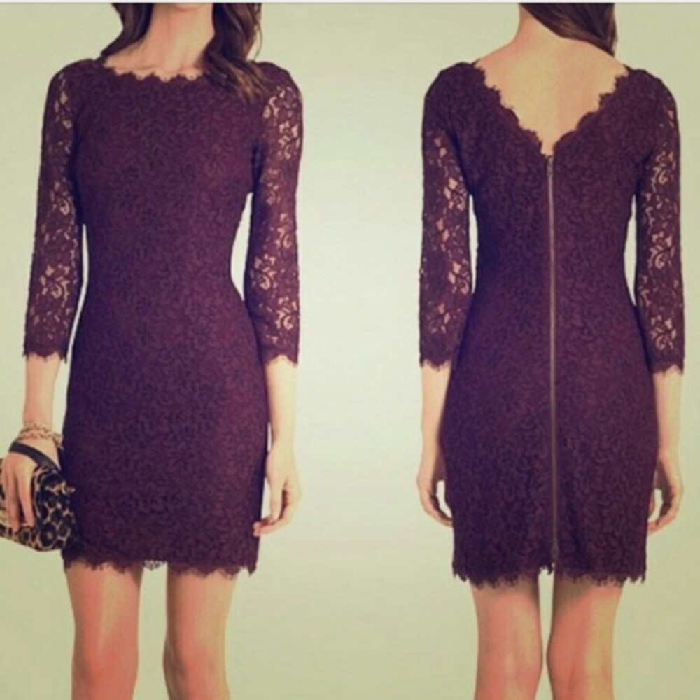 Caché elegant zipper back 3/4 sleeve lace dress